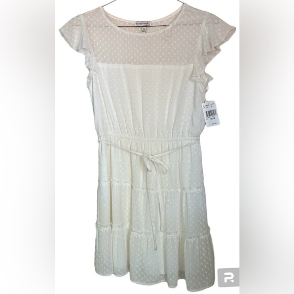 Xtraordrinary Dress Ivory Tiered Ruffle Skirt Cottagecore  Flutter Sleeve Sz M - Picture 1 of 10
